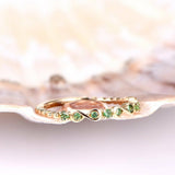 1ct Round Cut Green Peridot Half Eternity Wedding Band Ring 14k Yellow Gold Over