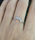 1.6ct Marquise Cut Diamond Curved Crown Engagement Ring 14k White Gold Finish