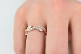 1ct Wedding Ring Band Round Cut Diamond Leaf Wave Eternity 14k Rose Gold Finish