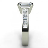 2ct Emerald Cut Diamond Bezel Channel Engagement Ring In 14k White Gold Finish