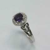 2.3ct Round Cut Purple Amethyst Halo Celtic Trinity Ring 14k White Gold Finish