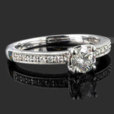 1.4ct Round Cut Diamond Milgrain Solitaire with Accent Ring 14k WhiteGold Finish