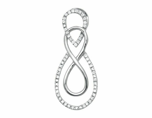 0.2ct Round Cut VVS1D Diamond Pendant Interlocked Infinity 14k White Gold Finish