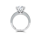 Stylish Four Row Engagement Ring 2.5ct Round Cut Diamond 14k White Gold Finish