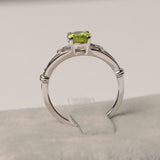 1ct Engagement Ring Oval Cut Green Peridot Heart Split Shank 14k White Gold Over