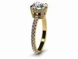 1.6ct Round Cut Diamond Accent Crown Solitaire Women Ring 14k Yellow Gold Finish