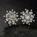 5Ct Round Cut Diamond Snowflake Design Stud Earrings Women 14K White Gold Finish