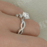 1.5ct Princess Cut Diamond Infinity Band Engagement Ring 14k White Gold Finish