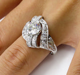 4Ct Round Cut Diamond Art Deco Swirl Twist Cocktail Ring 14K White Gold Finish