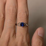 1.5ct Round Cut Blue Sapphire Engagement Ring 14k White Gold Finish Infinity