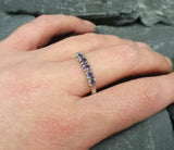 1ct Wedding Ring Band Round Cut Purple Amethyst Stackable 14k White Gold Finish