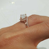 3.3Ct Round Cut Diamond Swirl Halo Solitaire Engagement Ring 14K Rose Gold Over