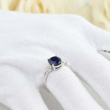 2ct Oval Cut Blue Sapphire Engagement Ring Diamond Trilogy 14k White Gold Finish