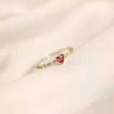 0.3ct Heart Cut Simulated Garnet Minimalit Engagement Ring 14k YellowGold Plated