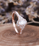 1.5ct Oval Cut VVS1D Diamond Engagement Ring 14k Rose Gold Finish Halo Solitaire