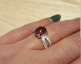 1.6ct Engagement Ring Oval Cut Pink Ruby Split Shank 14k White Gold Finish