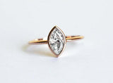 1ct Marquise Cut Diamond Engagement Ring 14k RoseGold Finish Bezel Set Solitaire