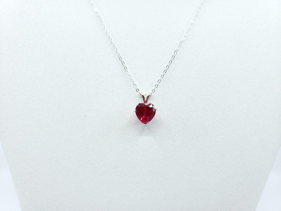 1ct Pink Ruby Pendant with Chain Heart Cut Solitaire Gift 14k White Gold Finish