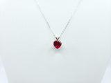 1ct Pink Ruby Pendant with Chain Heart Cut Solitaire Gift 14k White Gold Finish