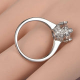 1.5ct Round Cut Peach Morganite Crown Design Engagement Ring 14k White Gold Over