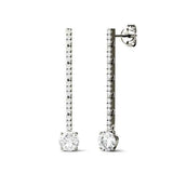 4Ct Round Cut Diamond Vertical Bar Thin Drop Earrings 14K White Gold Finish