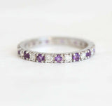 1ct Round Cut Purple Amethyst Eternity Wedding Band Ring 14k White Gold Finish