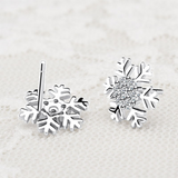 2ct Round Cut VVS1D Diamond Snowflake Women Stud Earrings 14k White Gold Finish