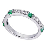 2ct Princess Cut Green Emerald Half Eternity Wedding Band 14k White Gold Finish