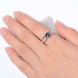 1ct Engagement Ring Heart Cut London Blue Topaz Split Shank 14k White Gold Over