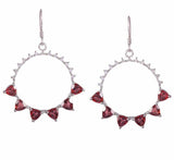 4ct Drop Earrings Trillion Cut Garnet Stylish Cocktail 14k White Gold Finish