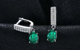 2.5ct Drop Earrings Oval Cut Green Emerald Dangling 14k White Gold Finish