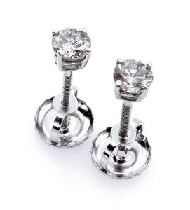 1Ct Round Cut Diamond Classic Solitaire Stud Women Earring 14K White Gold Finish