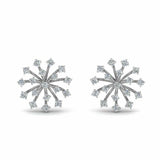 1ct Round Cut VVS1 Diamond Flower Stud Earrings Women 14k White Rose Gold Finish