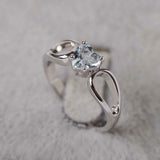 1ct Engagement Ring Heart Cut Blue Aquamarine Split Shank 14k White Gold Finish