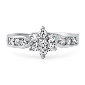 2.2ct Round Cut Diamond Engagement Ring Floral Round Accent 14k WhiteGold Finish