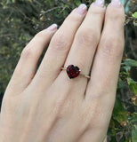 1.2ct Heart Cut Red Garnet Engagement Ring Solitaire Promise 14k White Gold Over