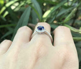 1.3ct Round Cut Blue Sapphire Diamond Halo Solitaire Ring 14k White Gold Finish