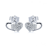 0.5ct Round Diamond Heart Shape Love Design Stud Earrings 14k White Gold Finish