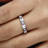 1Ct Round Cut Pink Ruby Diamond Heart Design Wedding Band 14K White Gold Finish