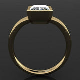 Bezel Set Solitaire Engagement Ring 2.7ct Radiant Diamond 14k Yellow Gold Finish