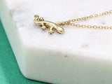 1ct Round Cut Green Emerald Gecko Lizard Pendant with Chain 14k Yellow Gold Over