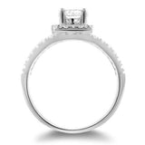 1.4ct Round Cut Diamond Engagement Ring Halo Split Shank 14k White Gold Finish