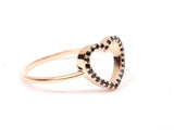 0.4ct Engagement Ring Round Cut Diamond Open Heart Shaped 14k Rose Gold Finish