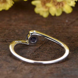 1ct Round Blue Sapphire Engagement Ring Twist Swirl Solitaire 14k WhiteGold Over