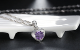 0.9ct Round Cut Purple Amethyst Pendant Heart Shape 14k White Gold Over NO CHAIN