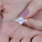 1.6ct Pear Cut Diamond Engagement Ring Round Accents Halo 14k White Gold Finish