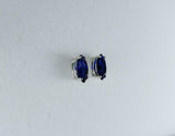 1.4ct Stud Earrings Marquise Cut Blue Sapphire Solitaire 14k White Gold Finish