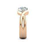 0.5Ct Round Cut Diamond Wide Split Shank Engagement Ring 14K Dual Gold Finish