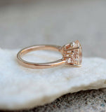 1.1ct Oval Cut Peach Morganite Pear Accent Engagement Ring 14k White Gold Finish