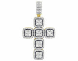 3ct Round Diamond Square Block Halo Cluster Pendant 14k YellowGold Over NO CHAIN